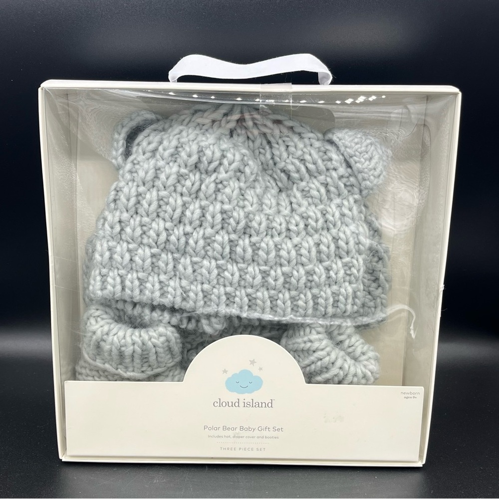 Cloud  Island newborn Polar Bear 3 Piece Knit Gift Set